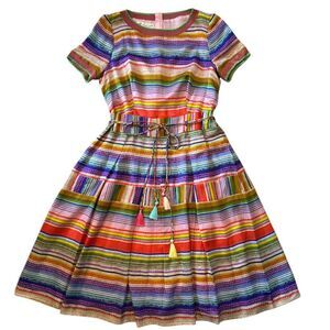 Maison Common Dress Silk Blend Multi-color Print Pockets Sz 38/US 8